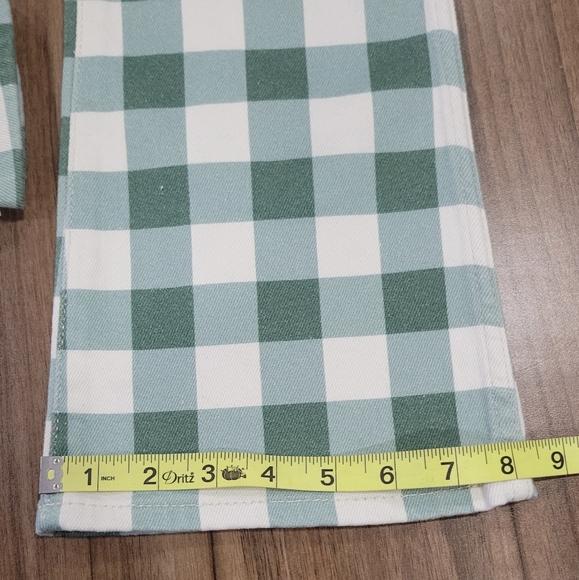 Wrangler Wrock 672 Gingham Kick Flare Green Plaid Checkered Pants Size 25" - Picture 12 of 13